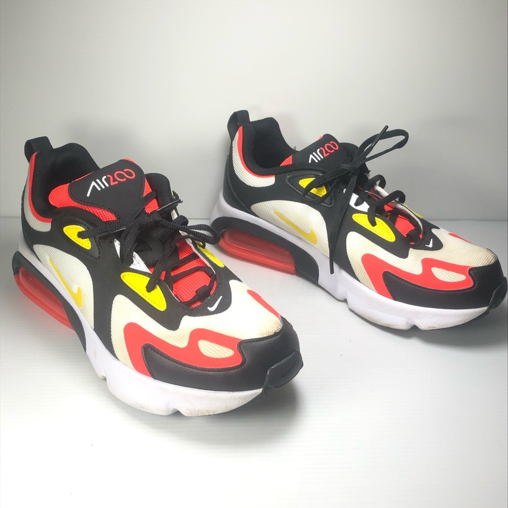 Nike Air Max 200 Black Chrome White Red Yellow Athletic Running Sneaker Shoes